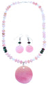 Sterling Silver Multicolor Southwest Bead Necklace And Earrings Set RX114180